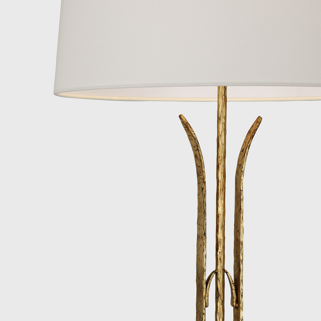 Olivette 63" Forged Floor Lamp | Gilded Iron | Linen Shade