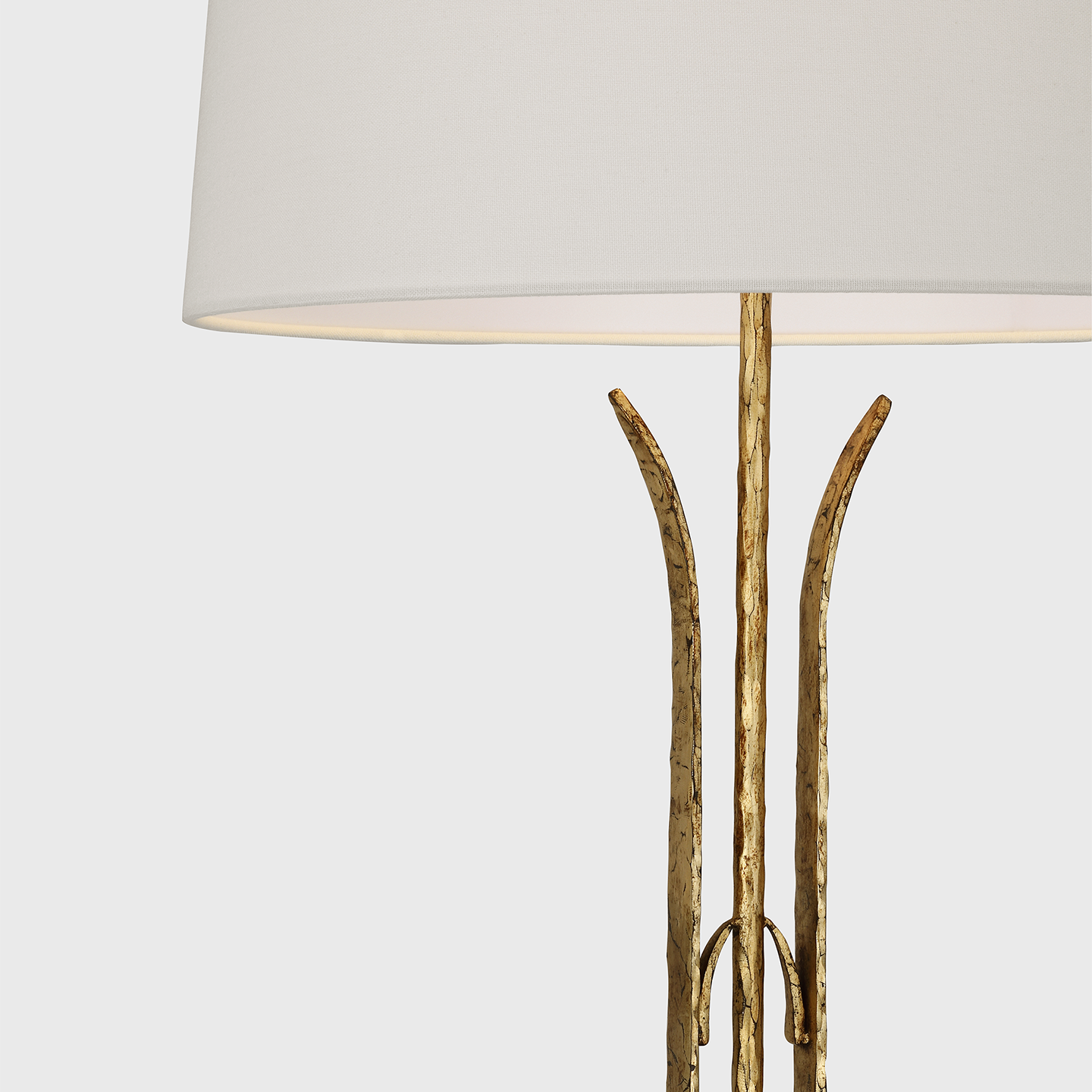 Olivette 63" Forged Floor Lamp | Gilded Iron | Linen Shade