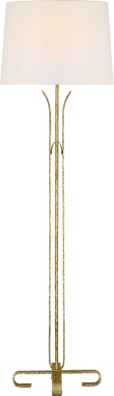 Olivette 63" Forged Floor Lamp | Gilded Iron | Linen Shade