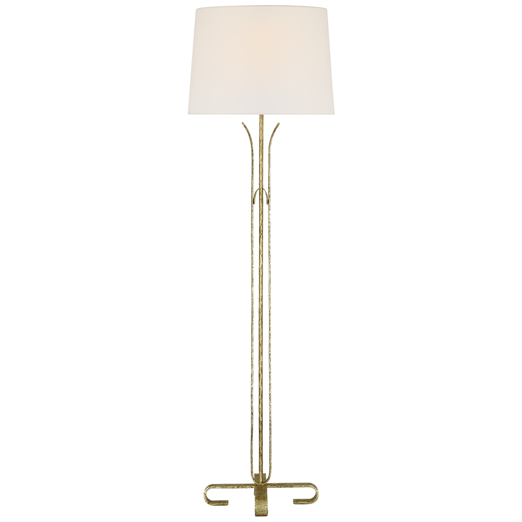 Olivette 63" Forged Floor Lamp | Gilded Iron | Linen Shade