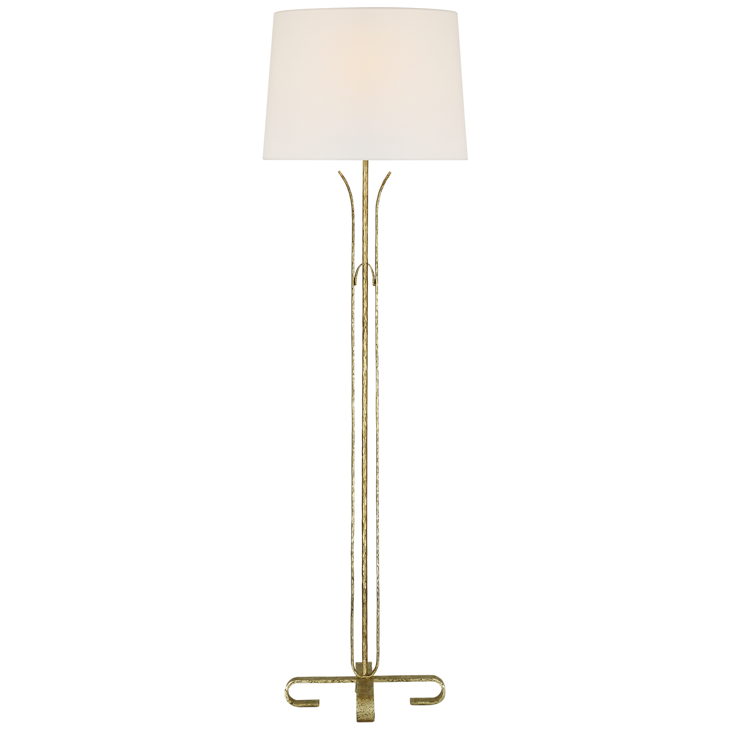 Olivette 63" Forged Floor Lamp | Gilded Iron | Linen Shade