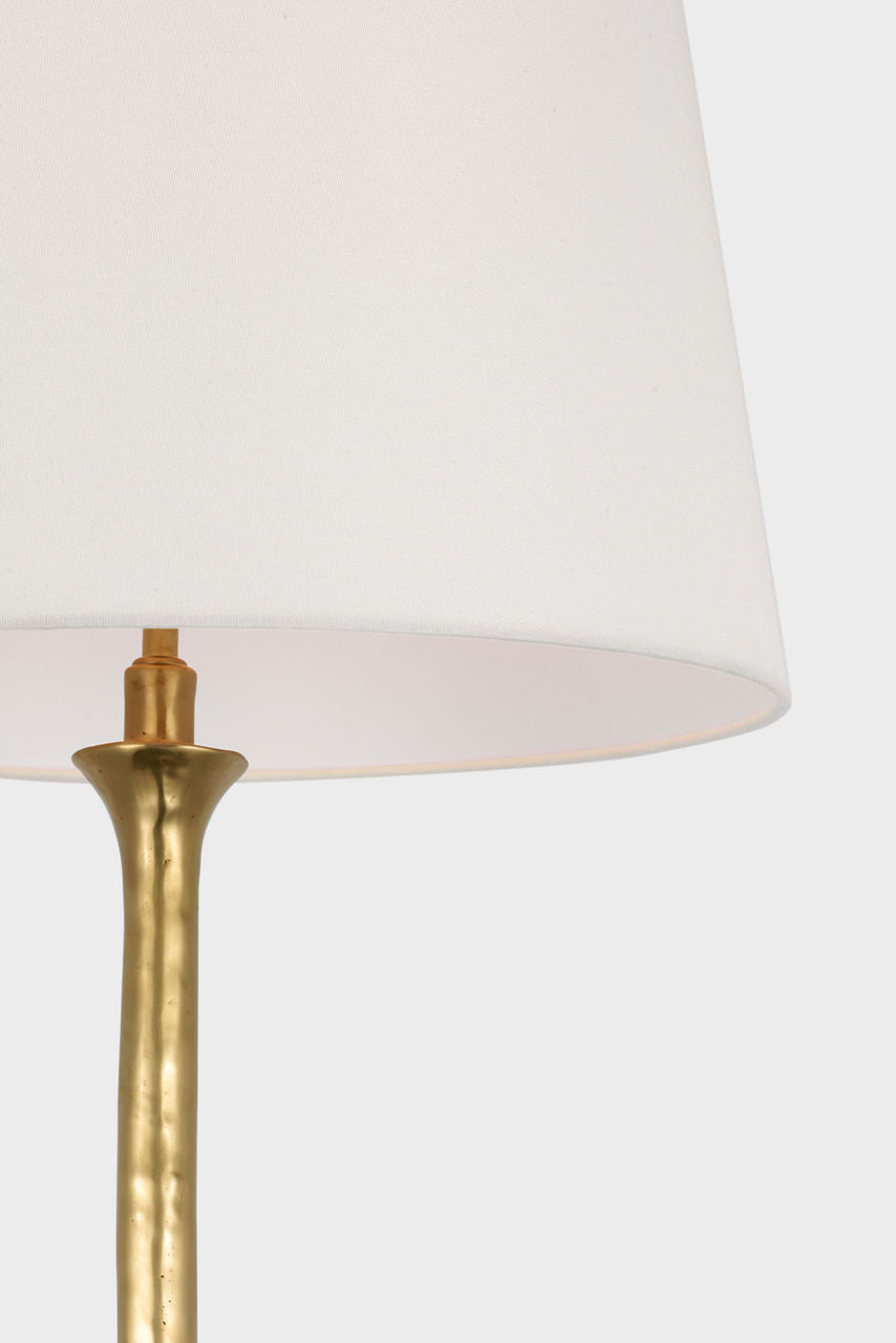 Mathilde 59" Floor Lamp | Hand-Rubbed Antique Brass | Linen Shade