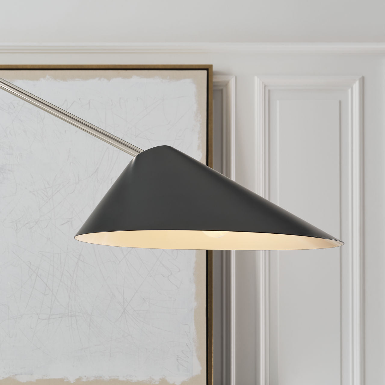 Lorna Extra Large Arc Floor Lamp | Polished Nickel | Black Shade