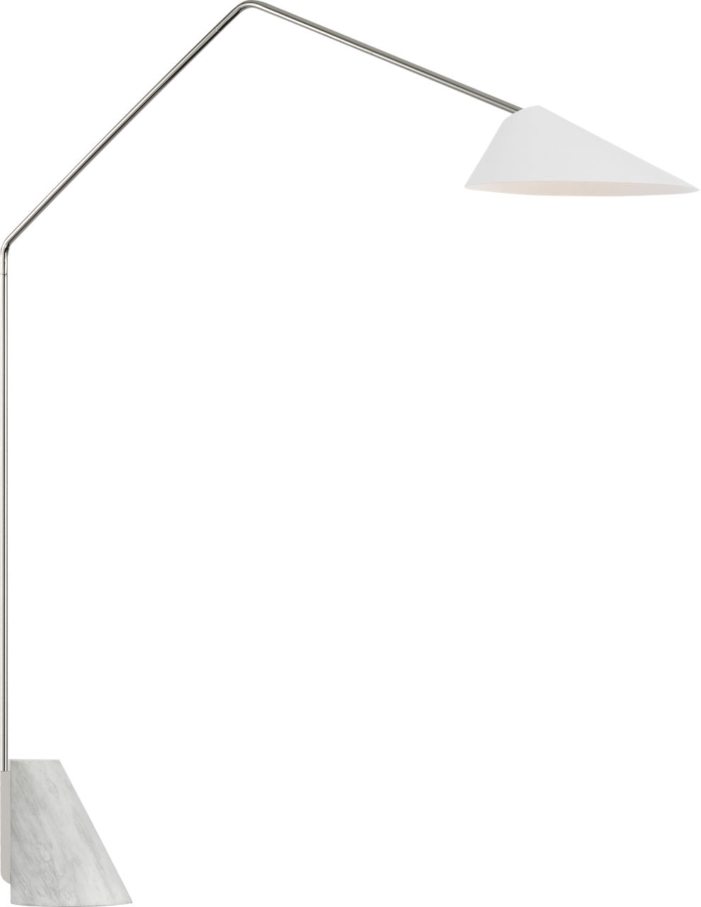 Lorna Extra Large Arc Floor Lamp | Polished Nickel | White Shade