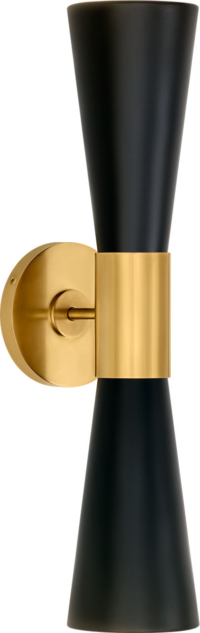 Clarkson Medium Narrow Sconce | Hand-Rubbed Antique Brass and Black