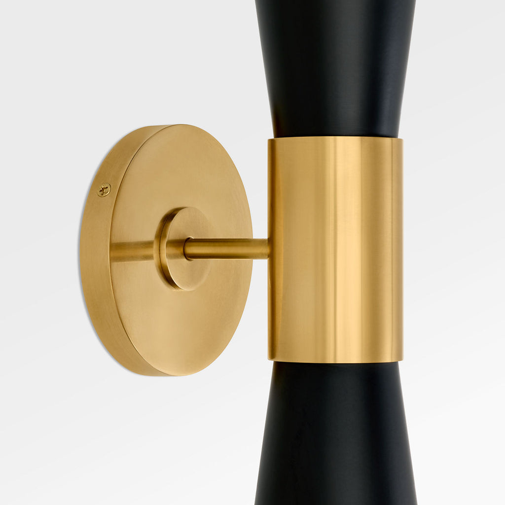 Clarkson Medium Narrow Sconce | Hand-Rubbed Antique Brass and Black