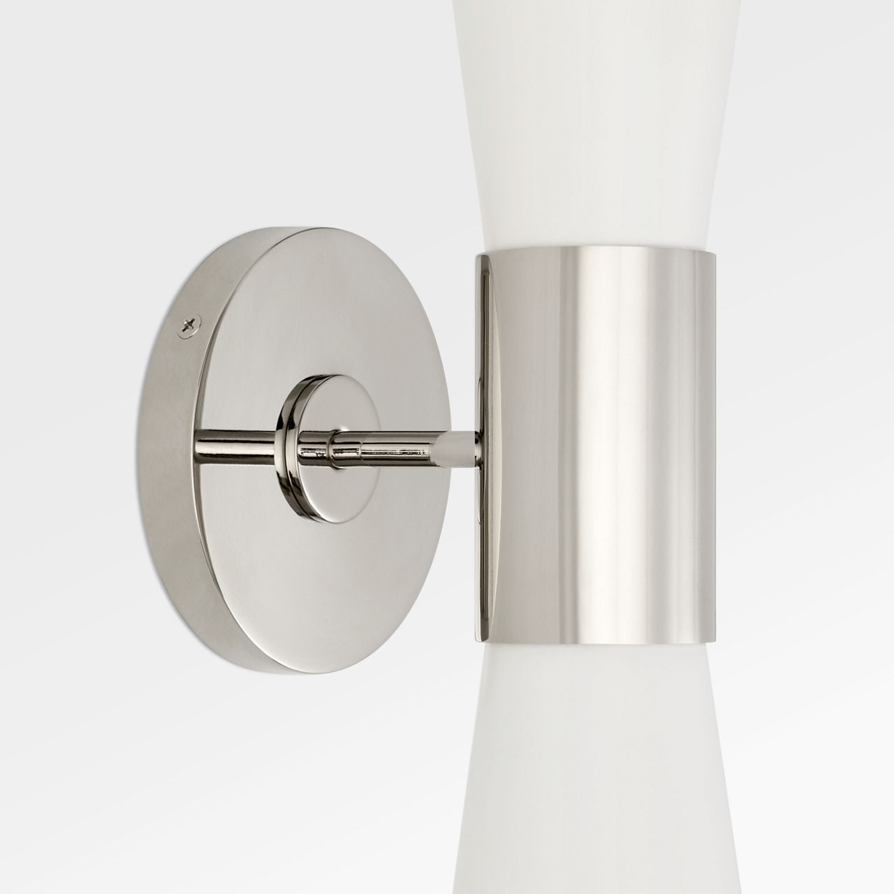 Clarkson Medium Narrow Sconce | Polished Nickel and White