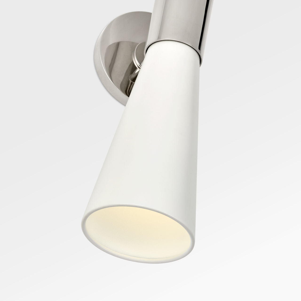 Clarkson Medium Narrow Sconce | Polished Nickel and White