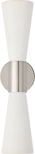 Clarkson Medium Narrow Sconce | Polished Nickel and White