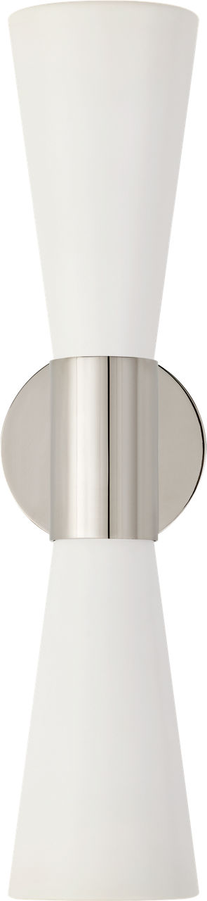Clarkson Medium Narrow Sconce | Polished Nickel and White