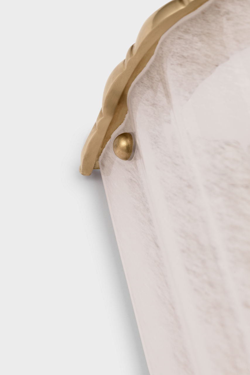 Rosehill 20" Linear Sconce | Hand-Rubbed Antique Brass | White Strie Glass