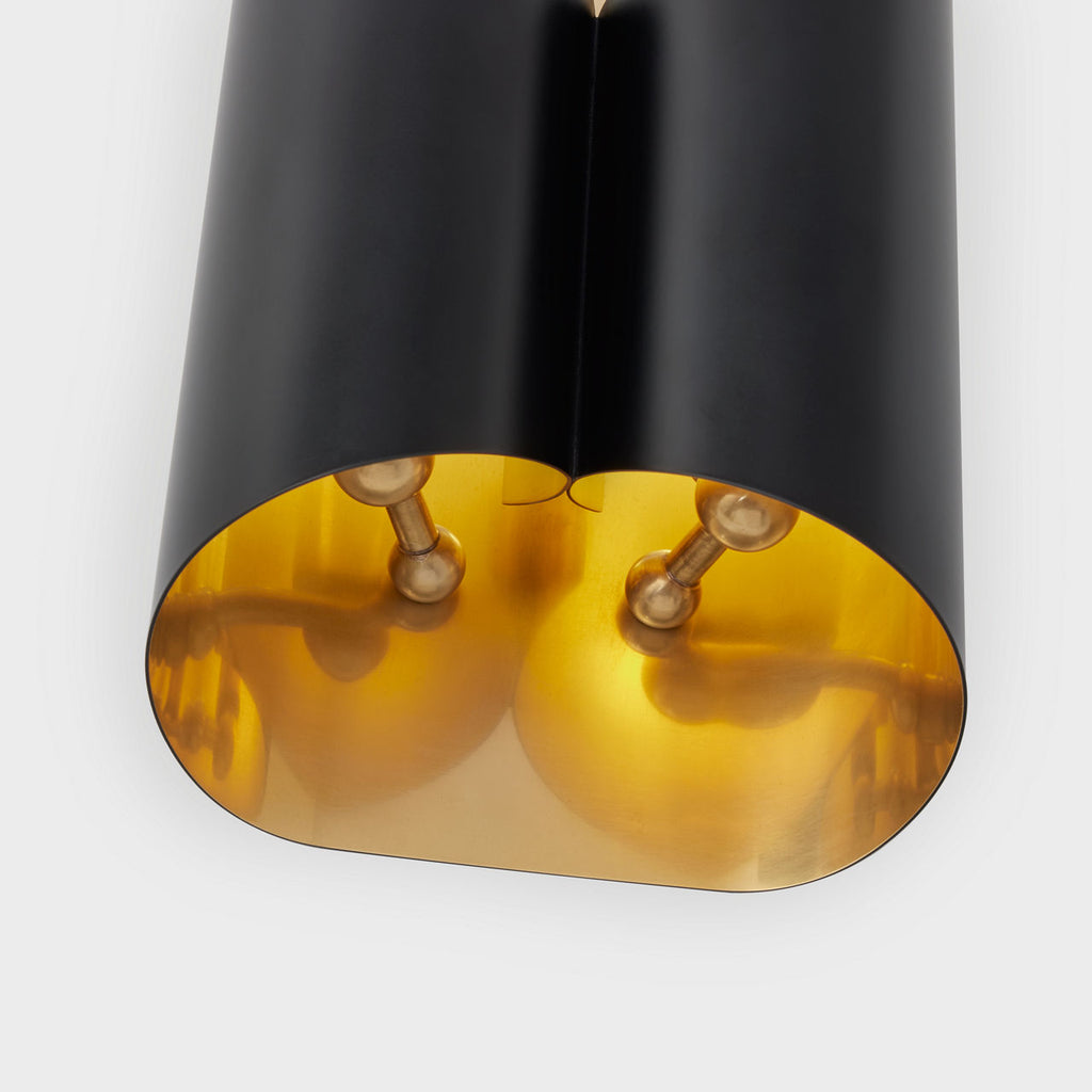 Selfoss Sconce | Black and Hand-Rubbed Antique Brass Interior