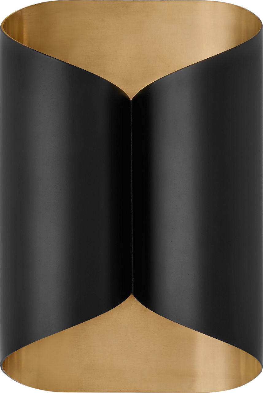 Selfoss Sconce | Black and Hand-Rubbed Antique Brass Interior