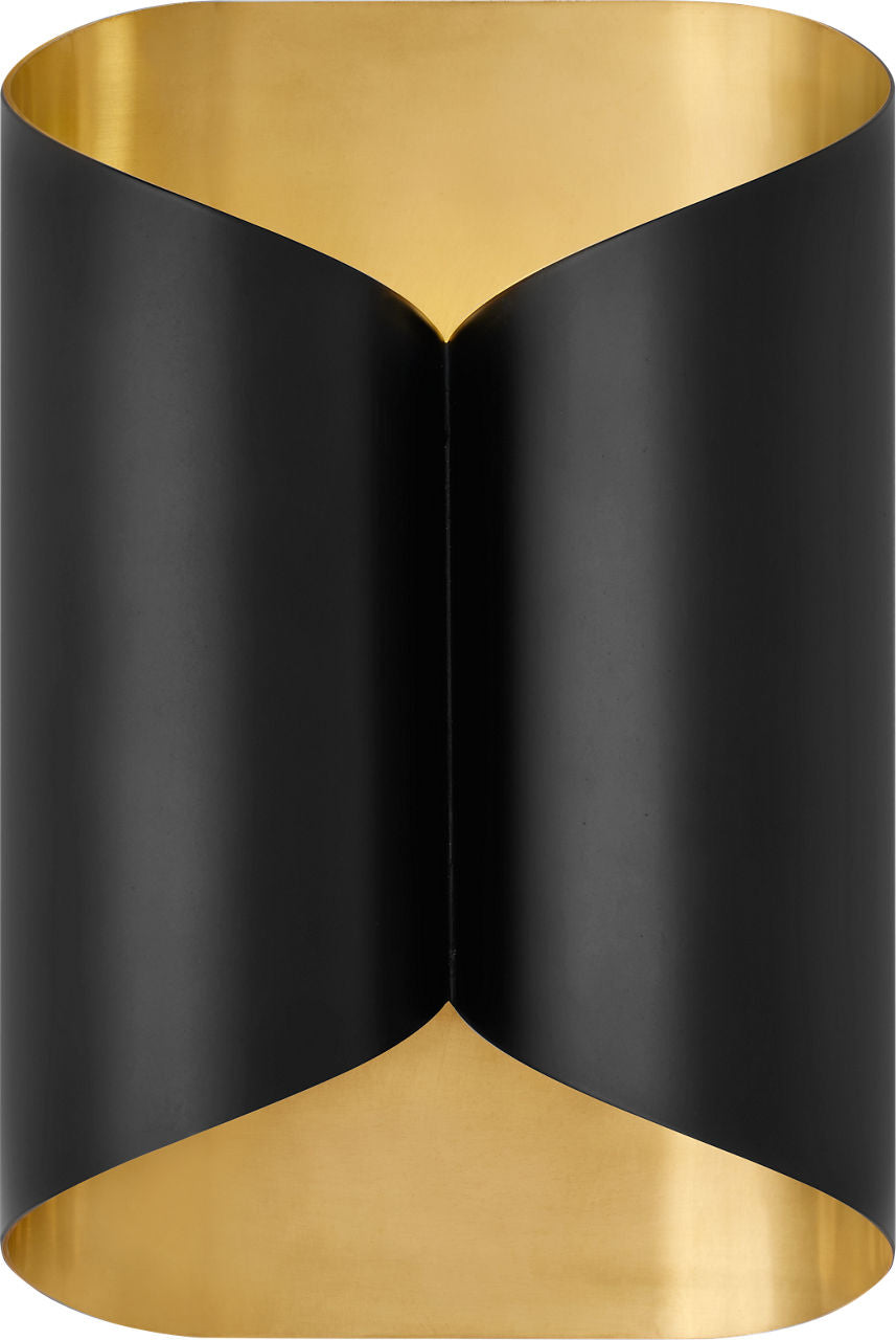Selfoss Sconce | Black and Hand-Rubbed Antique Brass Interior