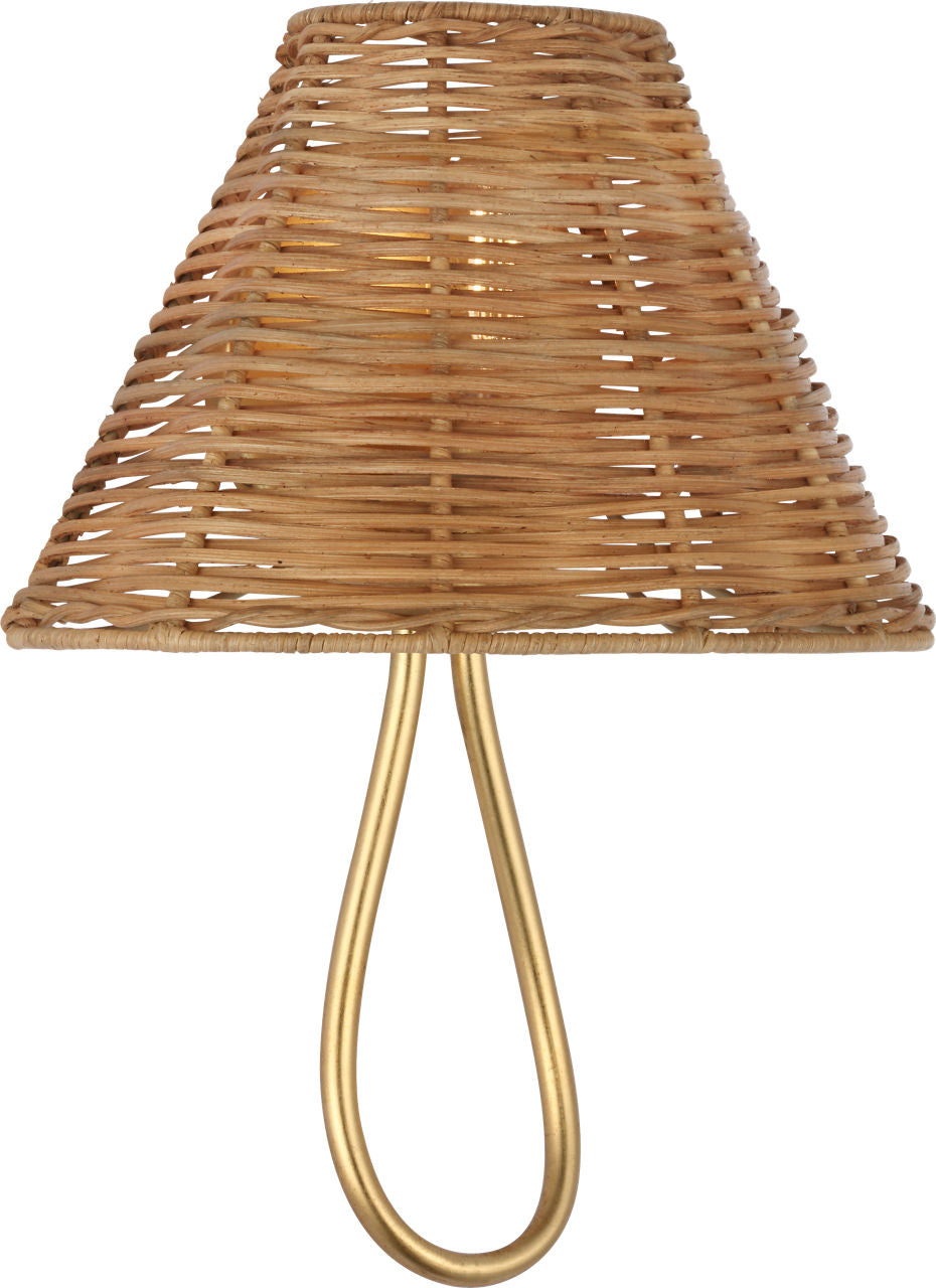 Jeanne 10" Single Sconce | Gild | Natural Wicker Shade