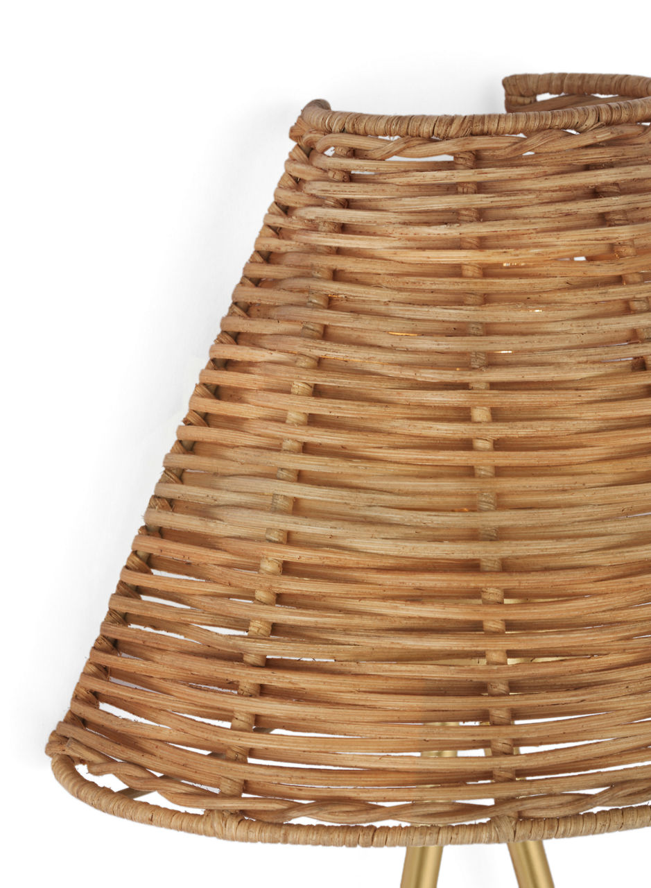 Jeanne 10" Single Sconce | Gild | Natural Wicker Shade