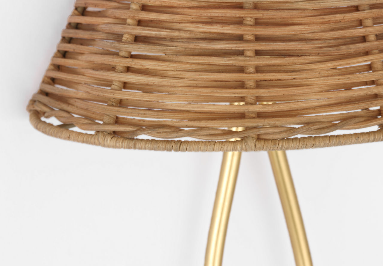 Jeanne 10" Single Sconce | Gild | Natural Wicker Shade