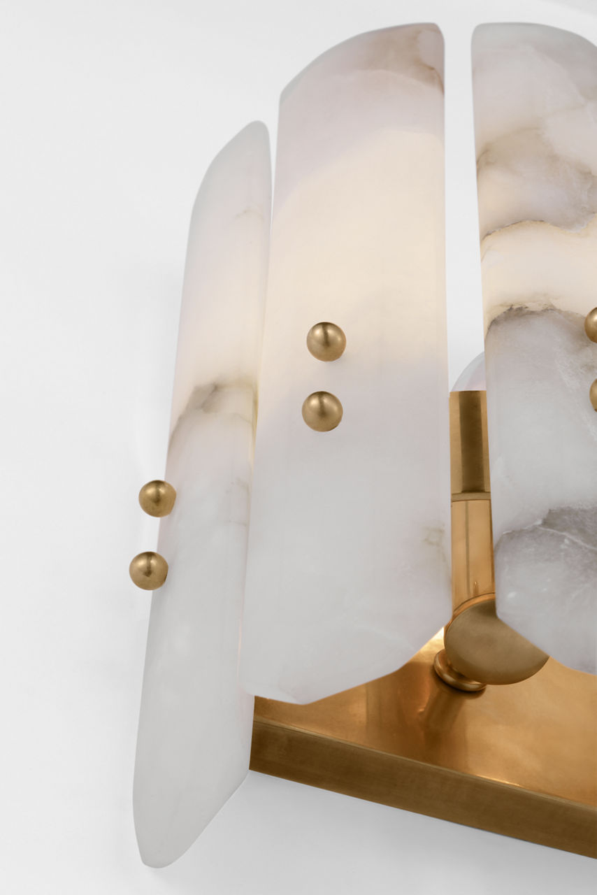 Bonnington Wall Sconce | Hand-Rubbed Antique Brass | Alabaster