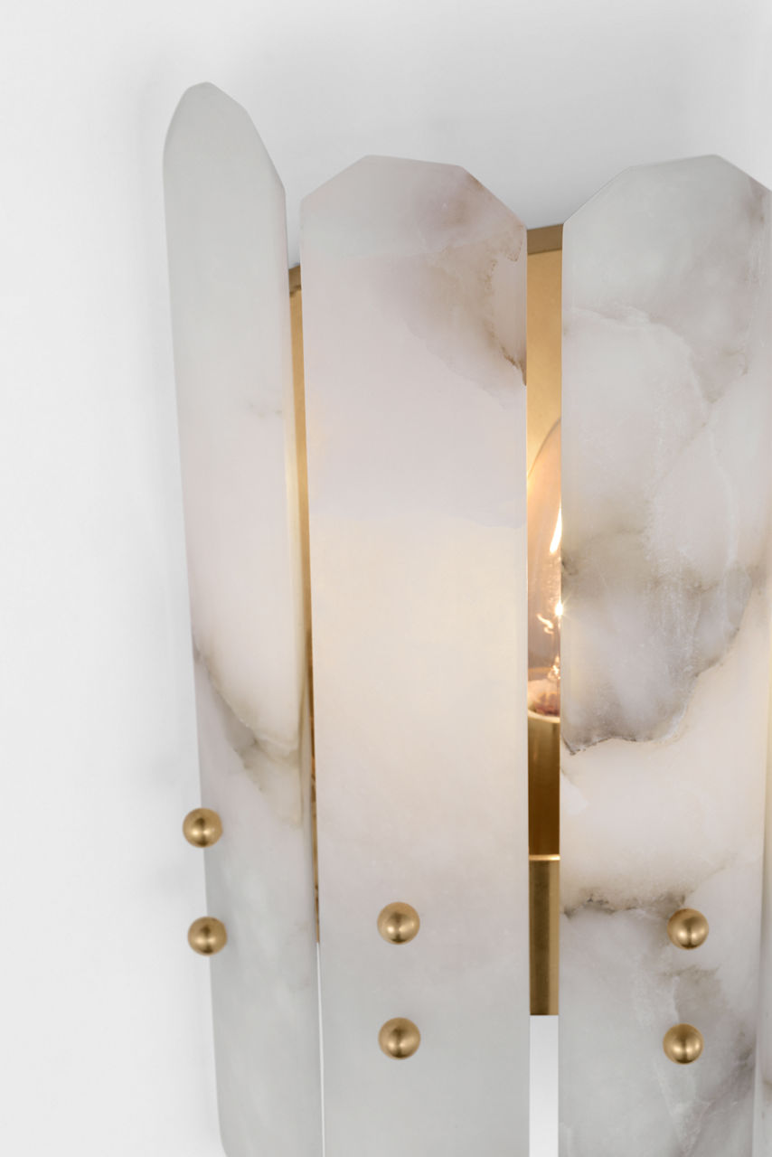 Bonnington Wall Sconce | Hand-Rubbed Antique Brass | Alabaster