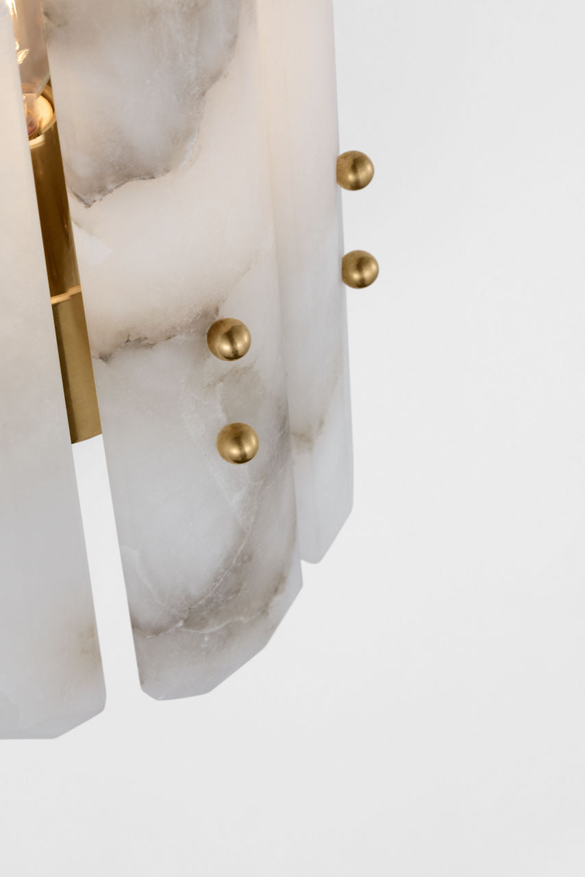 Bonnington Wall Sconce | Hand-Rubbed Antique Brass | Alabaster