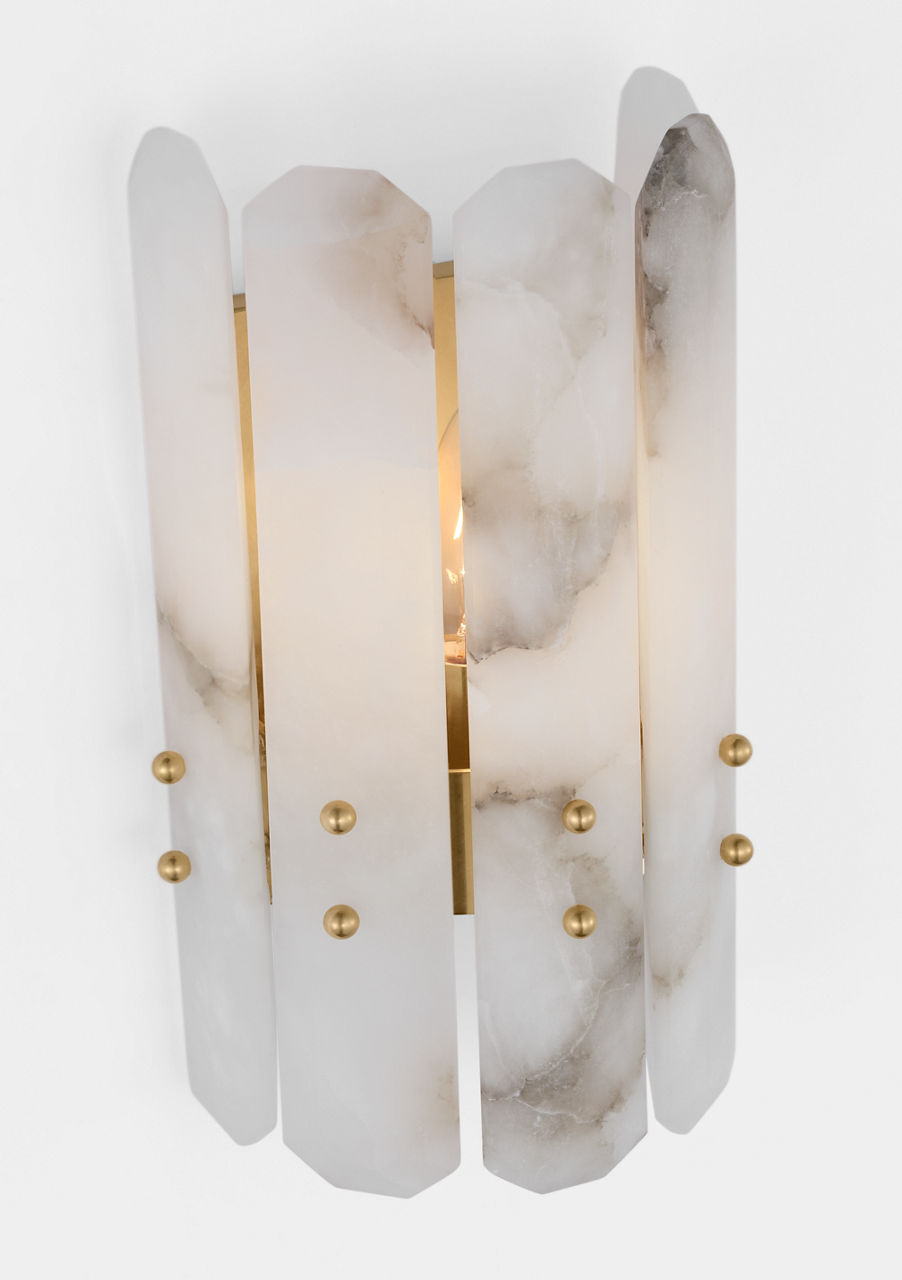 Bonnington Wall Sconce | Hand-Rubbed Antique Brass | Alabaster