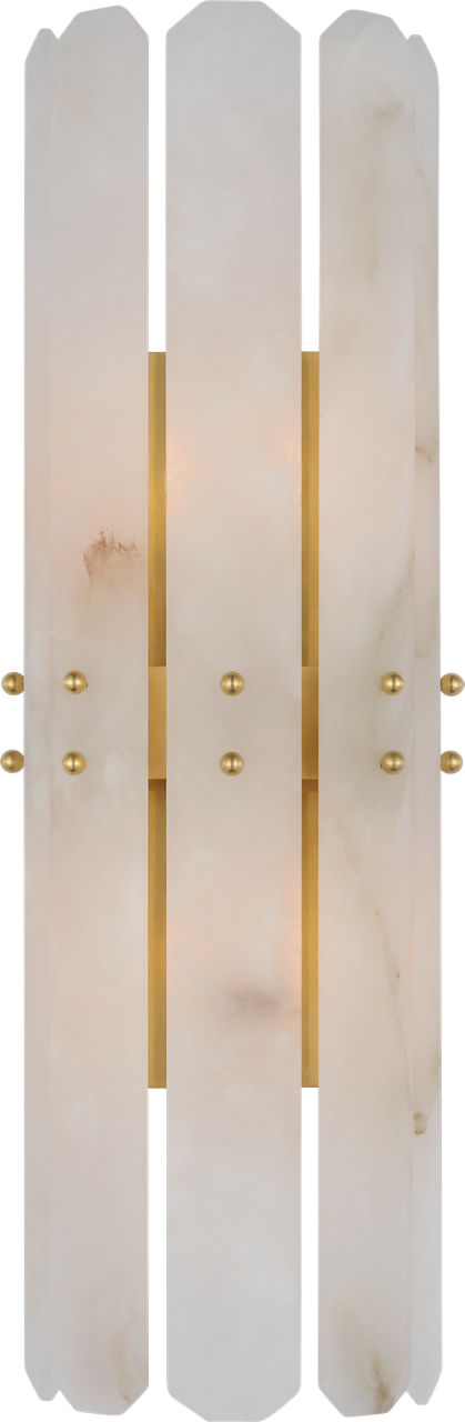 Bonnington Tall Sconce | Hand-Rubbed Antique Brass | Alabaster