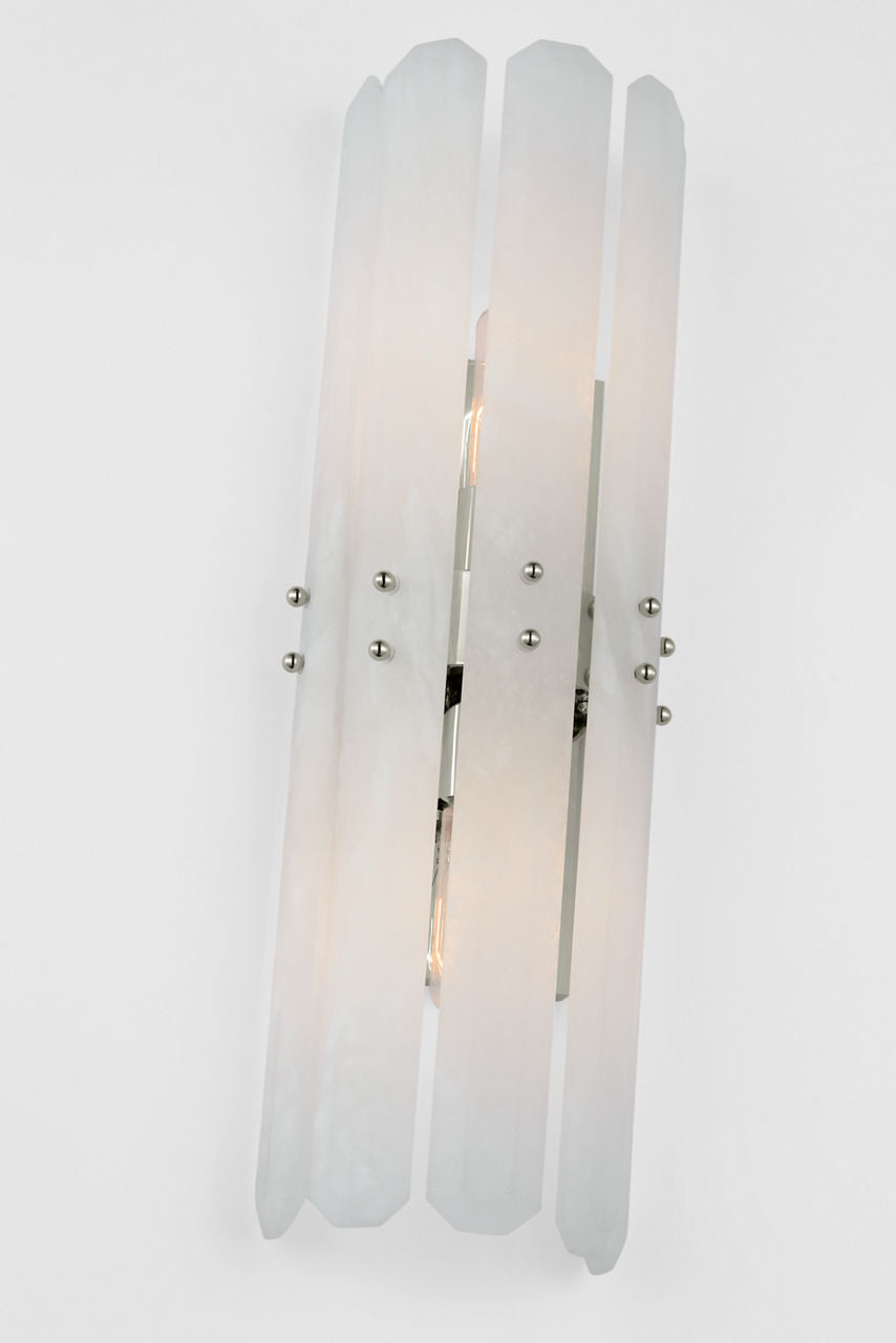 Bonnington Tall Sconce | Polished Nickel | Alabaster
