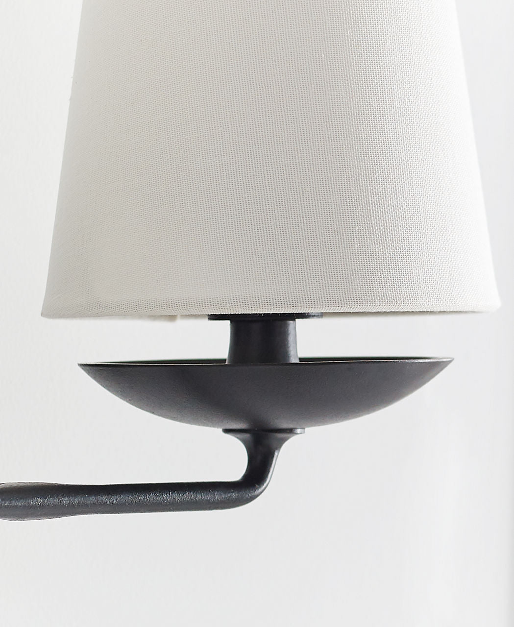 Fontaine Double Sconce | Aged Iron | Linen Shades