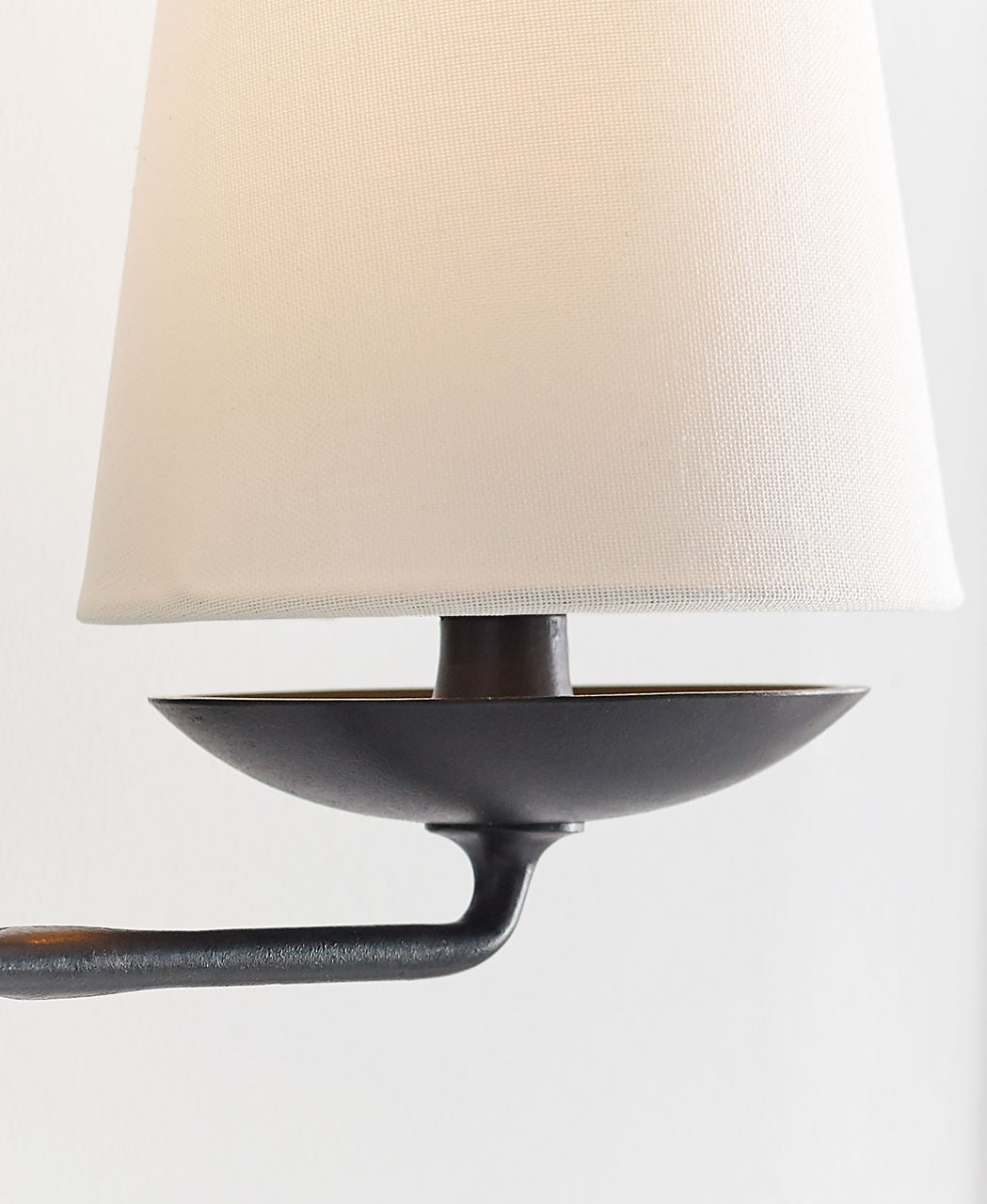 Fontaine Double Sconce | Aged Iron | Linen Shades