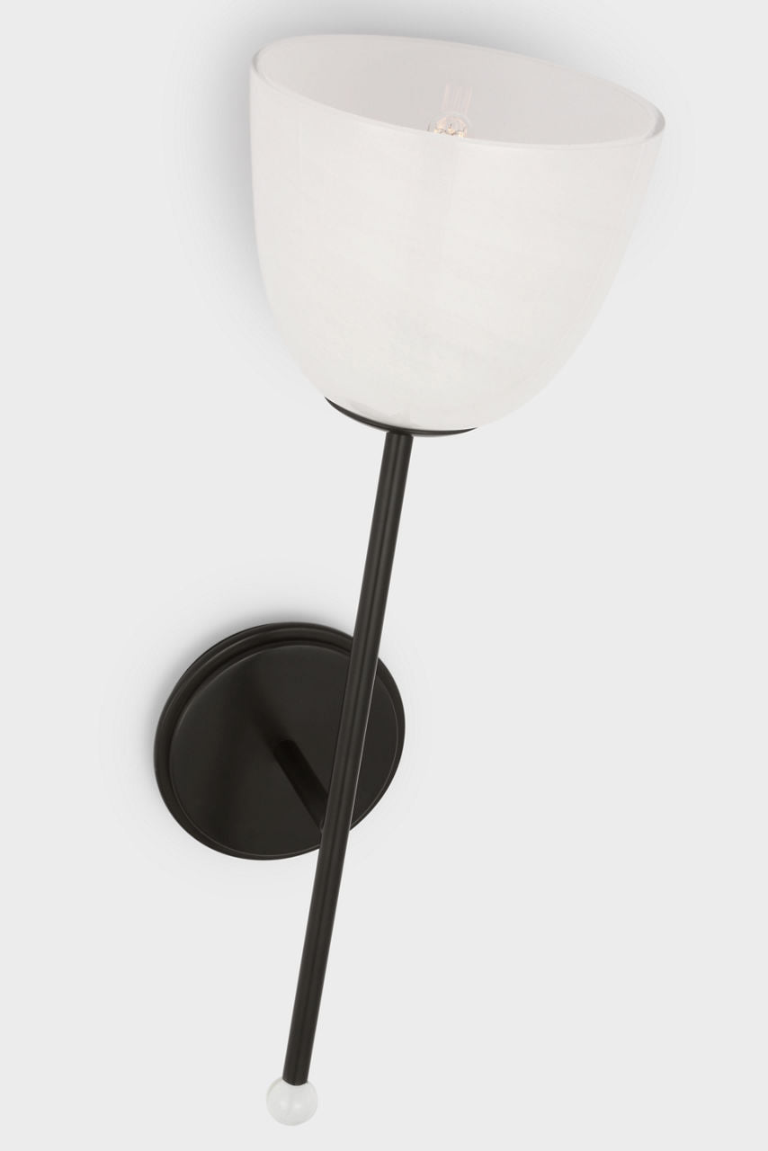 Brisa 20" Torch Sconce | Bronze | White Strie Glass Shade