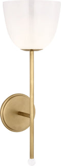 Brisa 20" Torch Sconce | Hand-Rubbed Antique Brass | White Strie Glass Shade