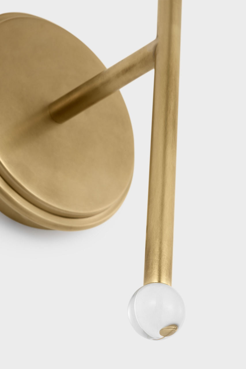 Brisa 20" Torch Sconce | Hand-Rubbed Antique Brass | White Strie Glass Shade