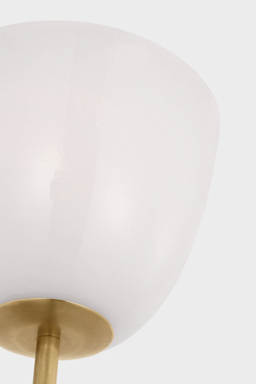 Brisa 20" Torch Sconce | Hand-Rubbed Antique Brass | White Strie Glass Shade