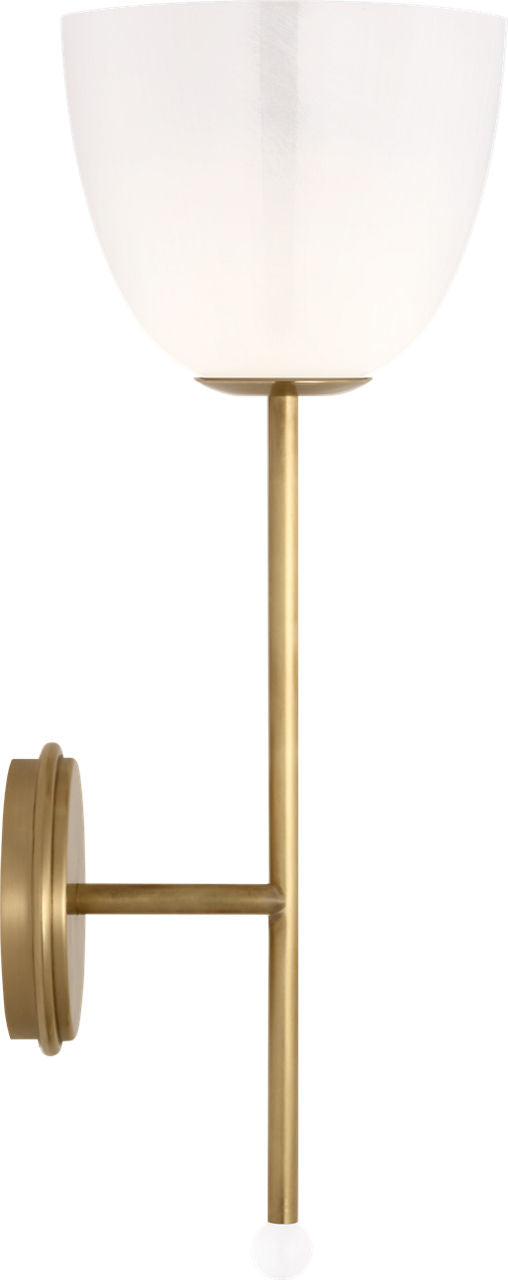 Brisa 20" Torch Sconce | Hand-Rubbed Antique Brass | White Strie Glass Shade