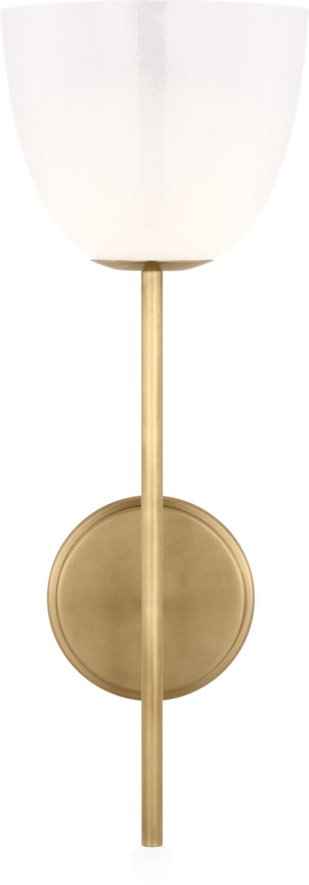 Brisa 20" Torch Sconce | Hand-Rubbed Antique Brass | White Strie Glass Shade