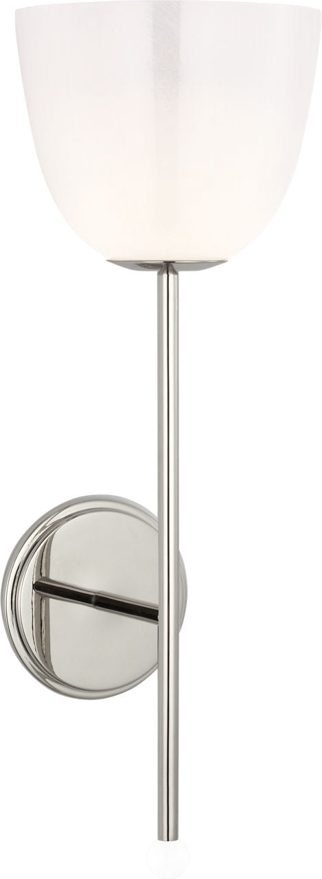 Brisa 20" Torch Sconce | Polished Nickel | White Strie Glass Shade