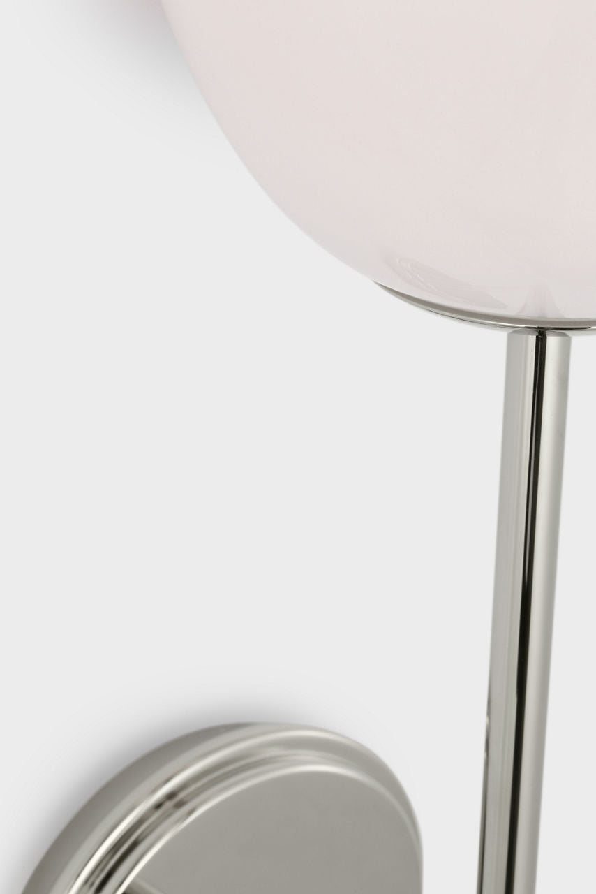 Brisa 20" Torch Sconce | Polished Nickel | White Strie Glass Shade