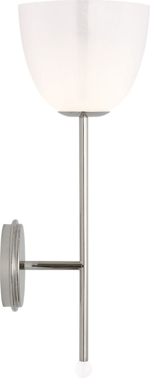 Brisa 20" Torch Sconce | Polished Nickel | White Strie Glass Shade