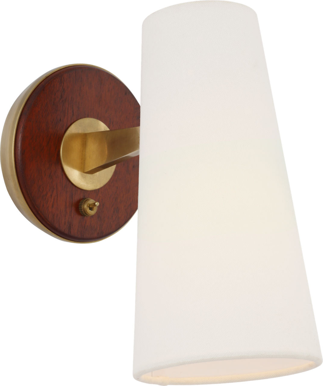 Olina 10" Sconce | Hand-Rubbed Antique Brass and Mahogany | Linen Shade