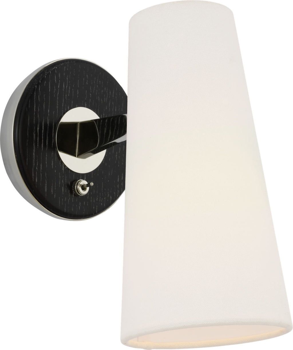 Olina 10" Sconce | Polished Nickel and Ebony | Linen Shade