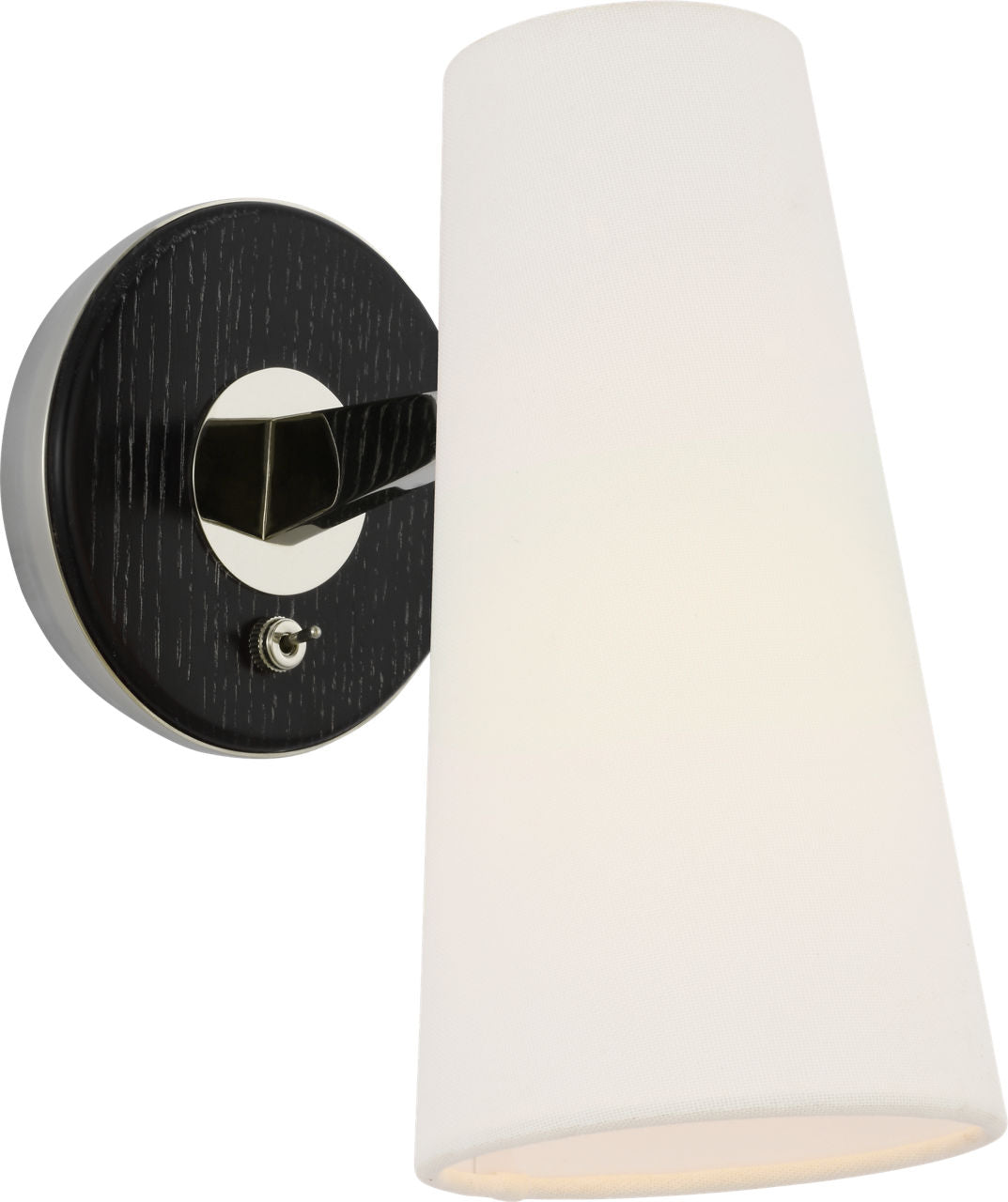 Olina 10" Sconce | Polished Nickel and Ebony | Linen Shade