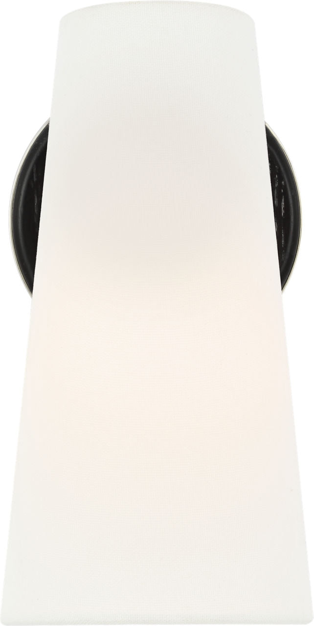 Olina 10" Sconce | Polished Nickel and Ebony | Linen Shade