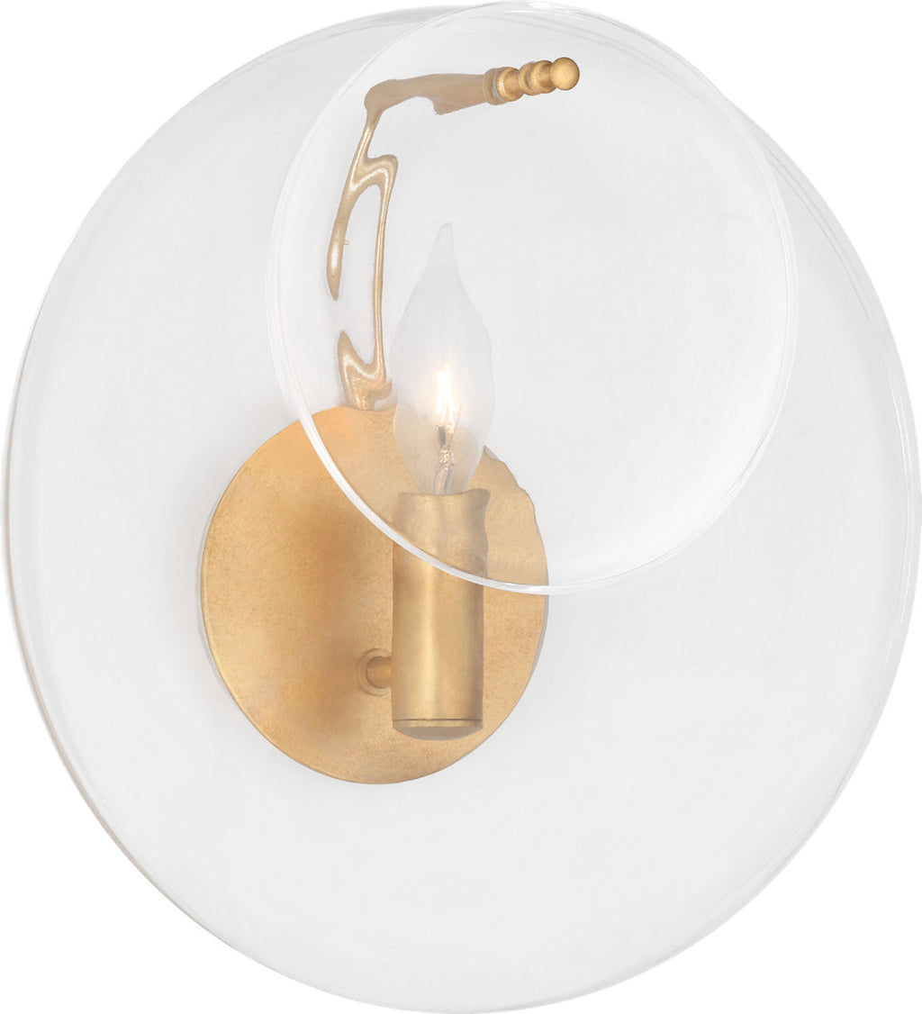 Loire Small Sconce | Gild | Clear Strie Glass