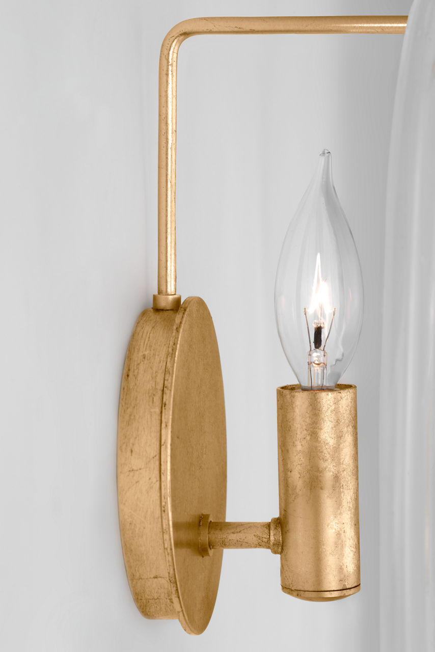 Loire Small Sconce | Gild | Clear Strie Glass
