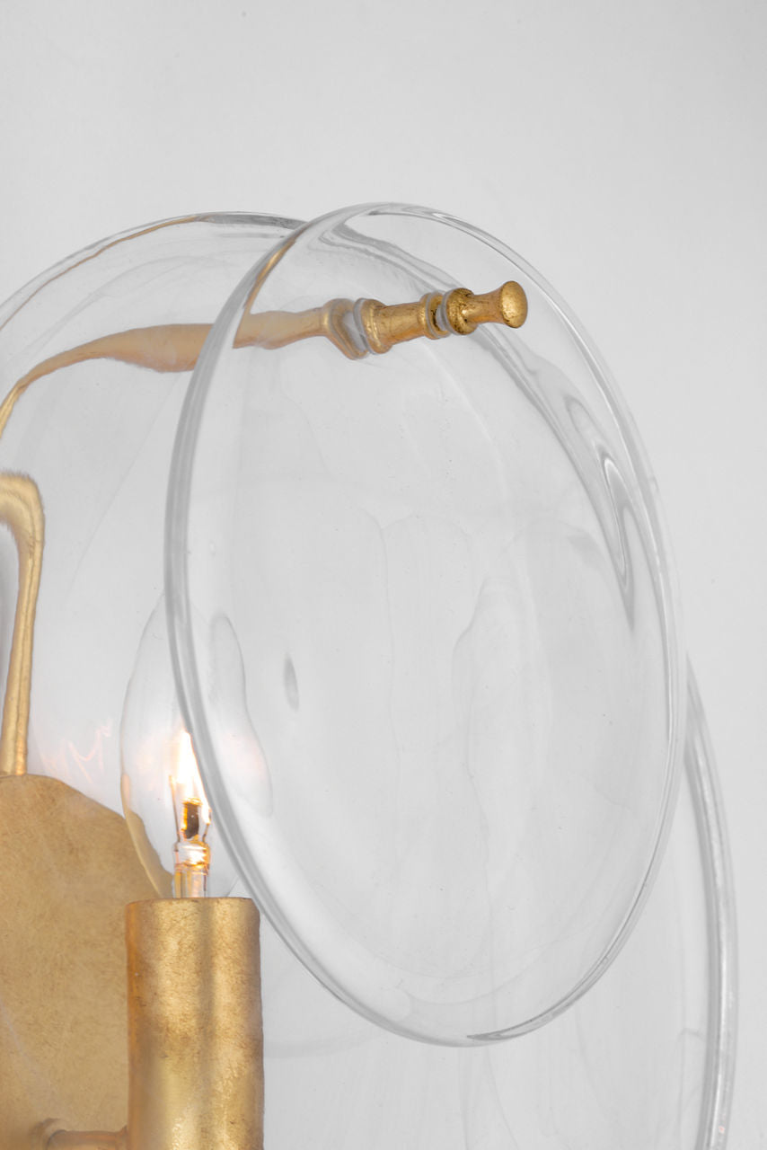 Loire Small Sconce | Gild | Clear Strie Glass