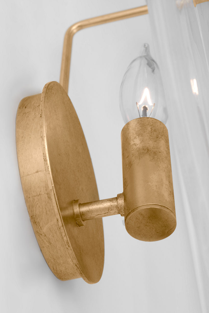 Loire Small Sconce | Gild | Clear Strie Glass