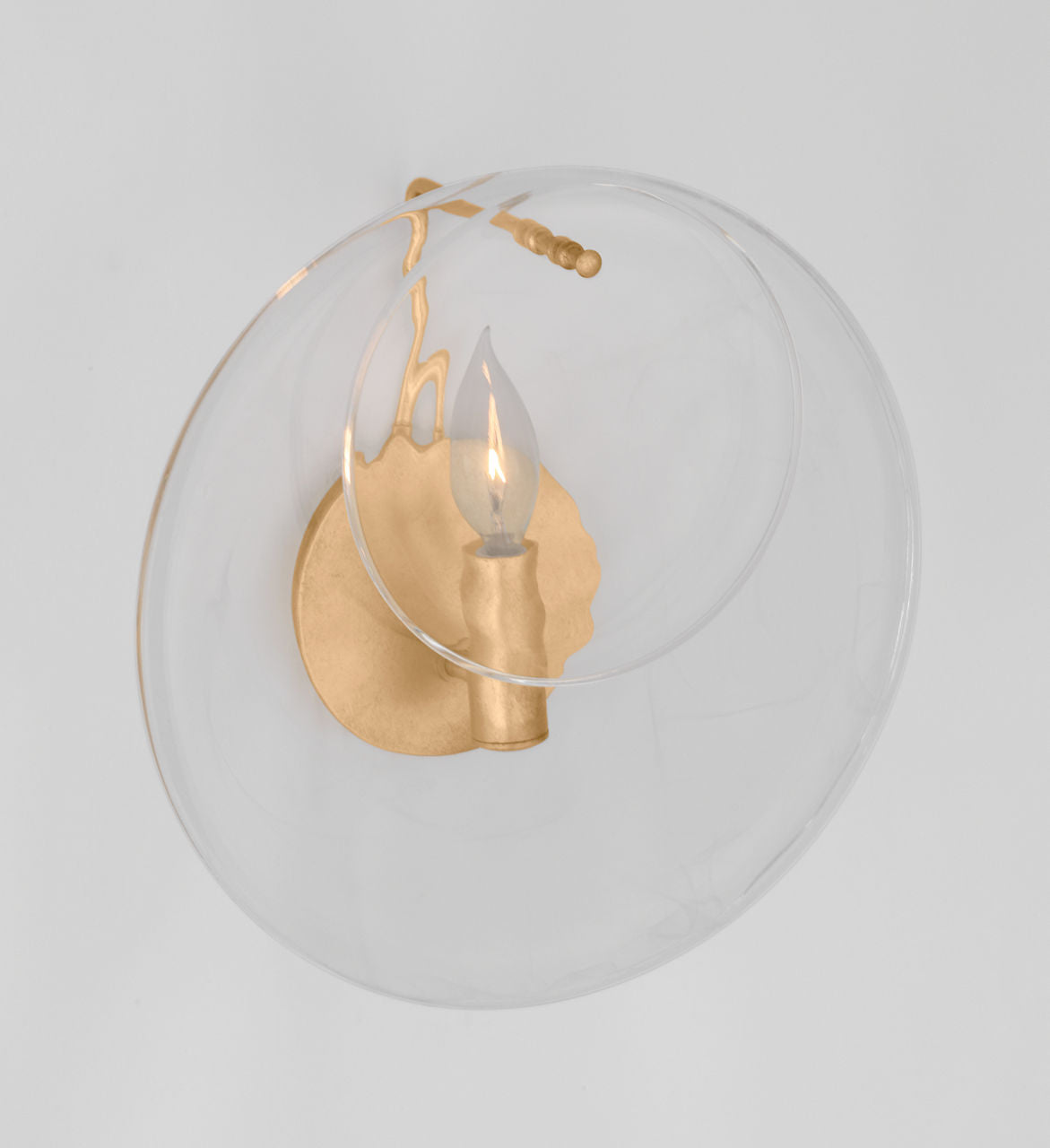 Loire Small Sconce | Gild | Clear Strie Glass