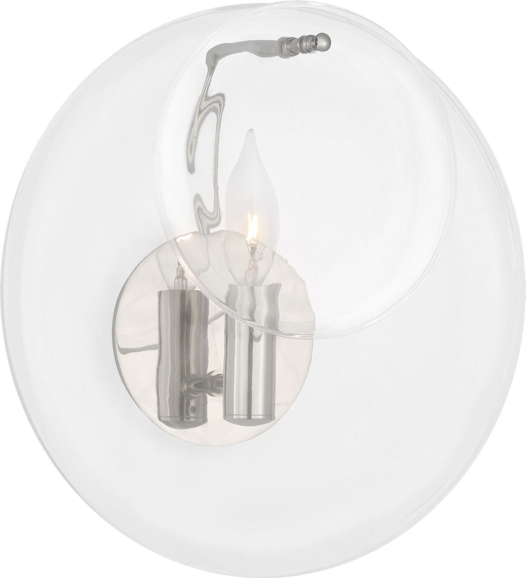 Loire Small Sconce | Polished Nickel | Clear Strie Glass