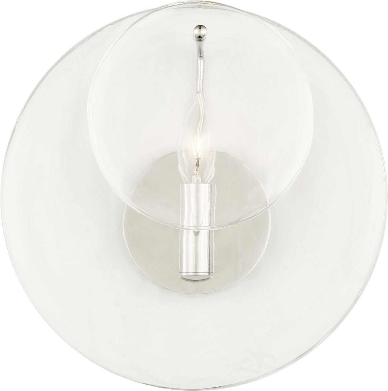 Loire Small Sconce | Polished Nickel | Clear Strie Glass