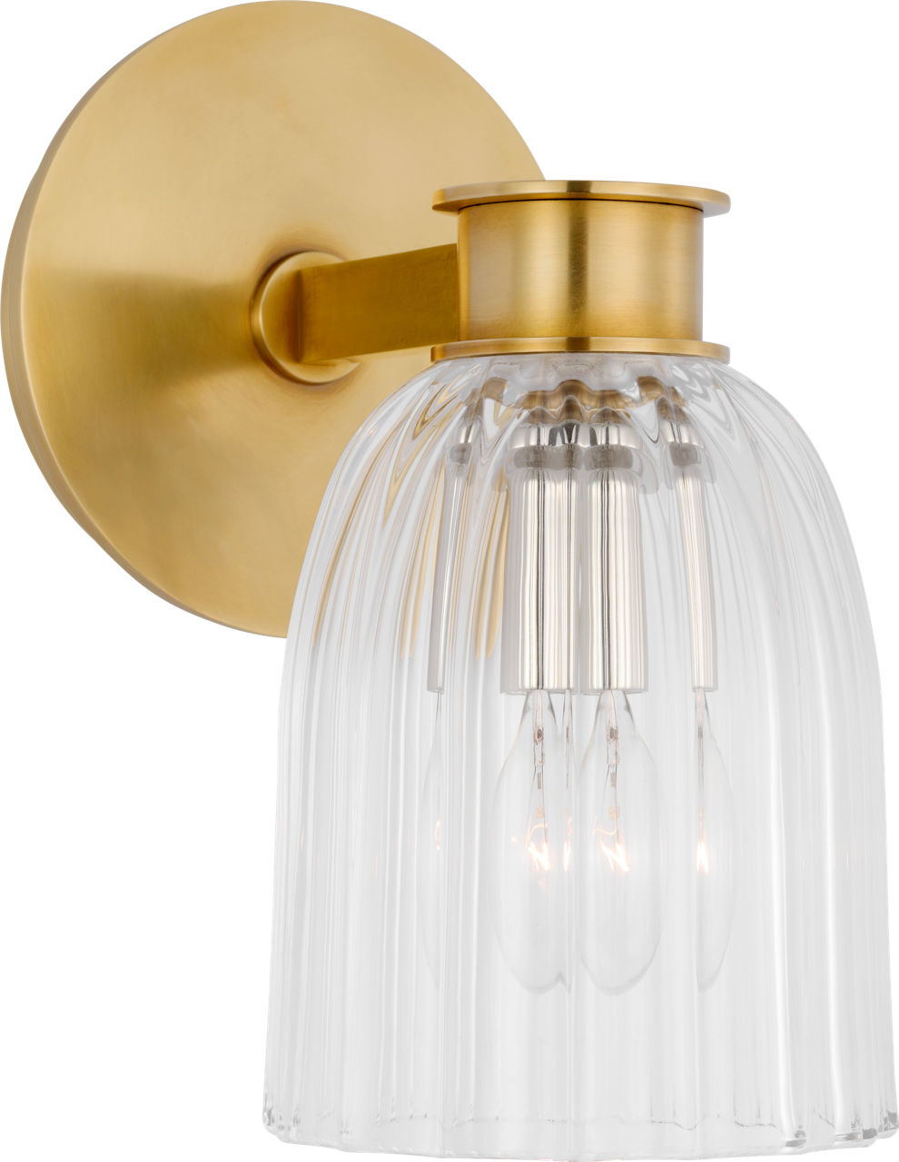 Asalea Single Sconce | Hand-Rubbed Antique Brass | Clear Glass